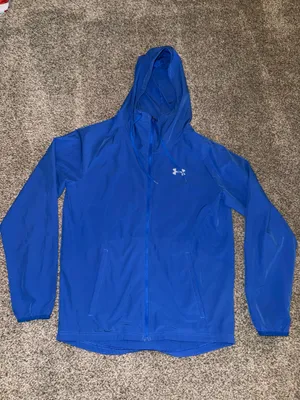 Under Armour HeatGear Blue Hooded Windbreaker Jacket thumbnail 1
