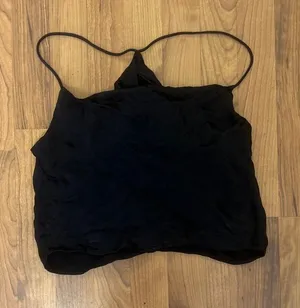 ZARA Satin Black Crop Top thumbnail 1