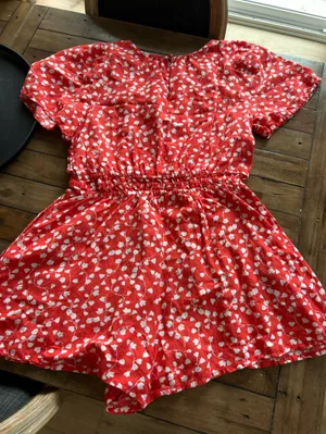 Anthropologie Somerset Linen Edition Red Romper L thumbnail 13