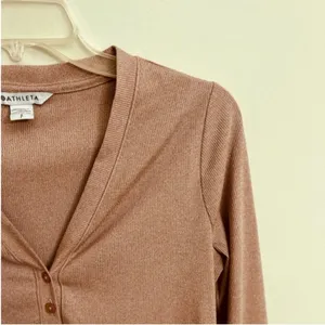 Women’s Athleta Uptempo Pink Mauve Ribbed Henley Long Sleeve Top Size Small thumbnail 8