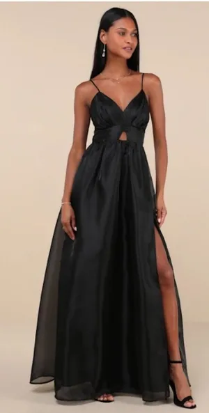 LULU's Prom Wedding Bridesmaid Romantic Sexy Organza Flowy Romantic Maxi thumbnail 1