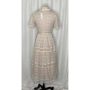 NWT BALTIC BORN Windsor Lace Midi Dress Ivory Nude Feminine Romantic Small thumbnail 8