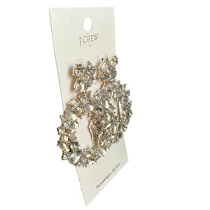 J. Crew Crystal Wreath Earrings Clear Rhinestone White thumbnail 4