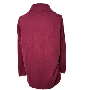 J.Crew Shawl Collar Open Front Cardigan Cotton Knit Burgundy Womens Medium M thumbnail 3