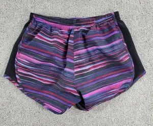 Nike Dri Fit Womens Tiempo Running Shorts L Black Pink Purple Stripes Athletic thumbnail 1