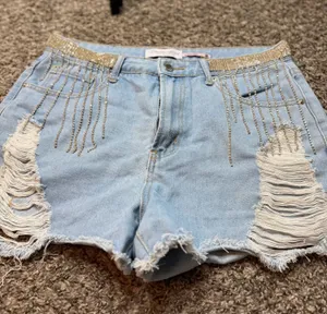 Denim Blvd Shorts Distressed rhinestones  thumbnail 1