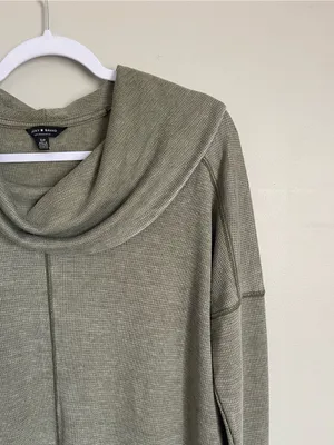 LUCKY BRAND | Olive Green Cowl Neck Henley Top Sz S thumbnail 2