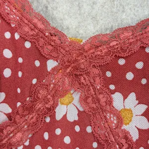 Y2K No Boundaries Red Daisy Polka‎ Dot Lace Trim Cami Dress 11-13 Cottagecore thumbnail 2