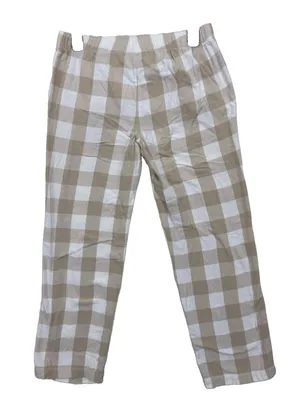 Pajama Pants S Beige White Plaid Old Navy Cotton Straight Leg Sleepwear thumbnail 1