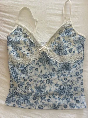 Garage Blue Floral Top thumbnail 1