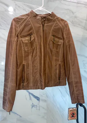 NWT Brown Vegan Leather Jacket Size M thumbnail 1
