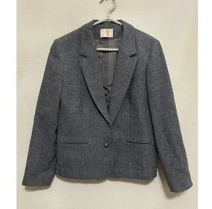 Vintage Pendleton Virgin Wool Blazer Women's Size Large Gray Academia 1950s USA thumbnail 1