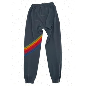 Aviator Nation 7 Stripe Sweatpants Rainbow Charcoal Dark Blue Gray Jogger Size S thumbnail 2