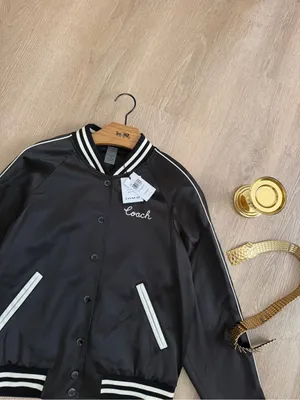 NWT Coach Reversible Signature C Varsity Bomber Jacket Black White Size S CAH06 thumbnail 4