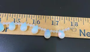 Opalite Teardrop Top Drilled Beaded 18” Necklace W/ Sterling Silver Clasp 32g. thumbnail 8