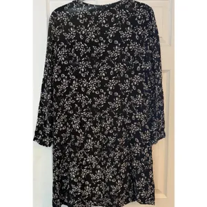 Garnet Hill Dress 10 Black‎ Floral Baby Doll Pockets Drop Waist Long Sleeve EUC thumbnail 2