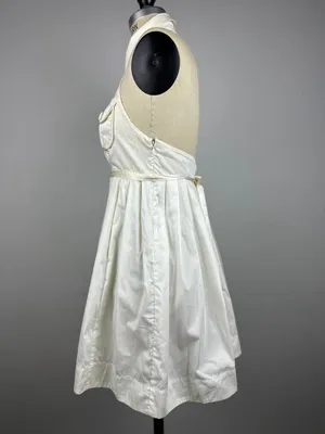 Vintage Y2K Bebe Off White Halter Tanya Mini Dress Pleated Button Front Size S thumbnail 6