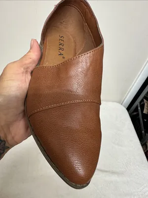 Serra Tan Brown Pointed-Toe D’Orsay Leather Flats thumbnail 5