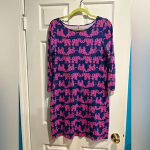 LILLY PULITZER Marlowe Shift mini dress blue w pink elephants sz M thumbnail 2