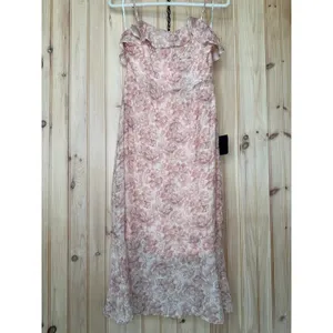 NWT Lulus Cherished Sweetheart Dusty Pink Floral Bustier Midi Dress Resort Sz M thumbnail 7