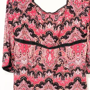 Free People Size 10 Pink‎ Paisley Crotchet Trim Floral Tunic Dress thumbnail 2