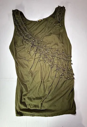 Anthropologie Embellished Olive Green Tank Size large thumbnail 1