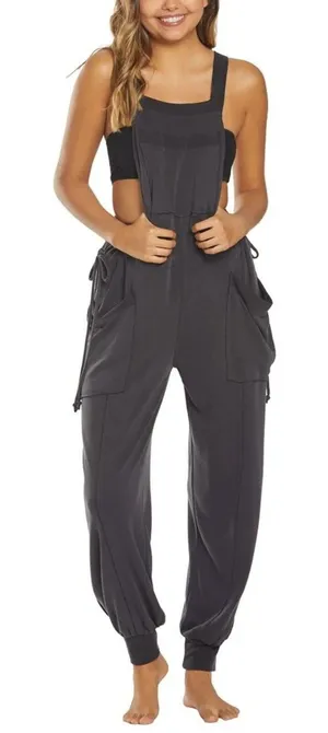 Free People Jumpsuit jump start baggy womens Gray (large) athleisure boho casual thumbnail 1