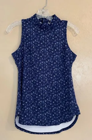 NWT Peter Millar Scottie Tossed Paisley Print Sleeveless Mock Neck Shell sz XS thumbnail 1