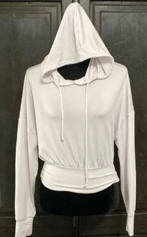 Shein white longsleeves Hoodie top with bag -Size Medium. Excellent condition, gently warn. Measurements approximately 18” from armpit to armpit x 19” long. Non-smoking home. priced to sell at as is condition. Don’t like my price, make reasonable offer! And thank you for checking my closet. thumbnail 1