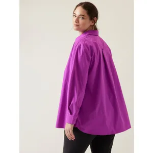 Athleta Oversized Poplin Top Button Up Shirt Relaxed Athleisure Purple 3X NWT thumbnail 4