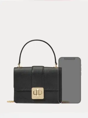 kate spade Phoebe Black Leather Mini Flap Crossbody with Turnlock Closure thumbnail 4