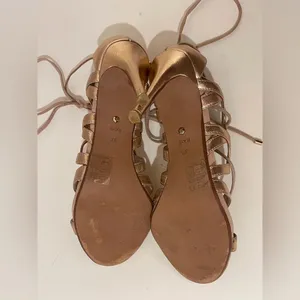 RAYE Revolve Bella Elegant Strappy Gold Rose Leather‎ Heels Size 6.5 thumbnail 11
