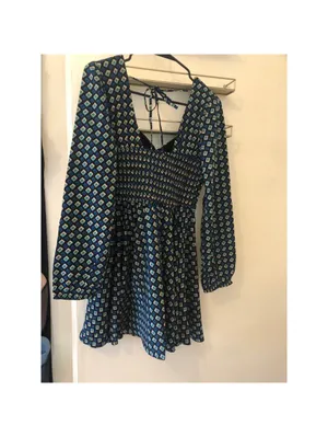 Band of the Free NWT Womens Genevieve Teal Diamond Long Sleeve Mini Dress Size S thumbnail 5