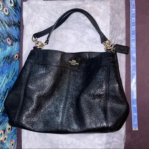 Coach Lexy Black Pebbled Leather Shoulder Bag thumbnail 14