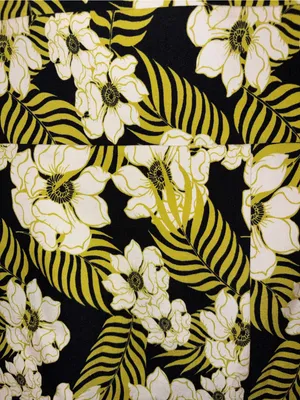Tropical Floral Square Neck Bow Tie Back Mini Dress Olive Green White Black thumbnail 5