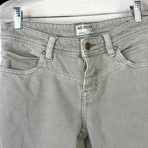 Free People We The Free Western Yoke Sage Green Low Rise Straight Denim Jeans thumbnail 4