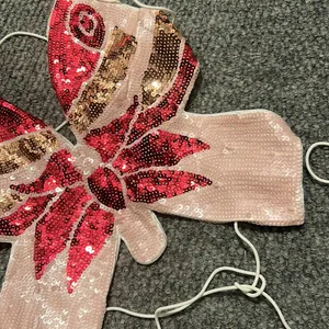 Non Signe Pink‎ Sequenced Butterfly Tie Up Top Pink Size XS thumbnail 3