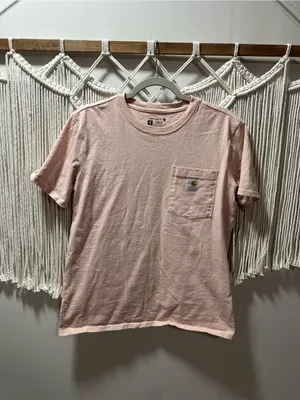 Carhartt Women's Short-Sleeve Pocket Tee in Blush Pink thumbnail 4