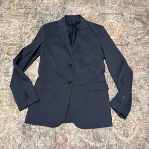Theory Classic Blazer Navy Blue Linen Blend Size 4 thumbnail 4