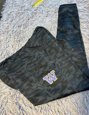 ZooZatz Washington Huskies Camo Leggings Womens Large Black Grey Pockets NCAA thumbnail 1