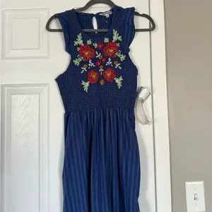 Tanya Taylor And Sage Blue Floral Embroidered Ruffle Sleeveless Maxi Dress Summer thumbnail 2