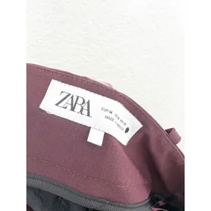Zara Burgundy Wide Leg Trousers Size Medium High Rise Minimalist Chic 4043/043 thumbnail 6