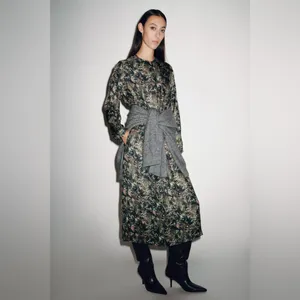 NWT Zara Chic Floral Long Sleeve Dress Midi/Maxi Side Pockets dress Size S thumbnail 4
