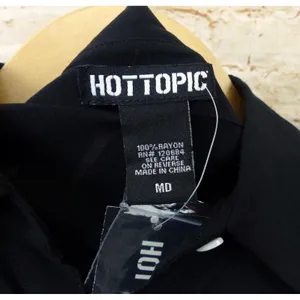 Hot Topic Shirt Women M Black Psychic Reader Tie Front Button Goth Witch Moon thumbnail 7