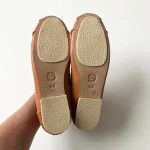 NEW ELF Muse Ankle Strap Leather Ballet Flats Dark Tan Braided Trim Zip Back 8.5 thumbnail 6