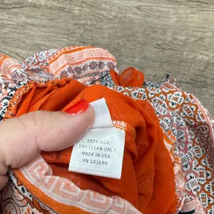 Ramy Brooks‎ orange and blue printed silk dress size medium thumbnail 5