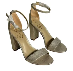 Sam Edelman Yaro Gold Metallic‎ Glitter Ankle Strap Block Heels Women's Size 6M thumbnail 1
