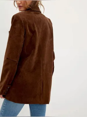 FREE PEOPLE NWT Paper Cut Vegan Suede Blazer / Brown Bear thumbnail 11