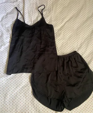 Black Silky Sleep Set Size M thumbnail 1