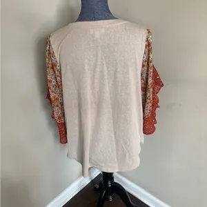 Umgee Mixed Media Mixed Pattern Flowy Half Sleeve T-Shirt Women’s Medium thumbnail 5